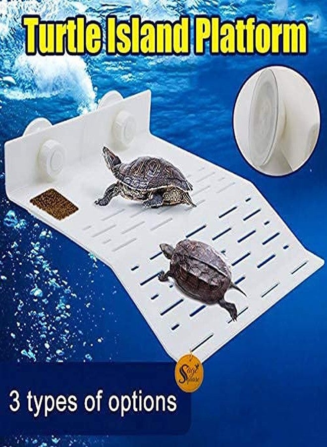 Sage Square Platform Cum Basking Ramp (with Food Bowl) for Aquarium Decor with Suction Cup for Turtle/Reptile/Aquarium/Small Amphibians (Large Size) - Image 3